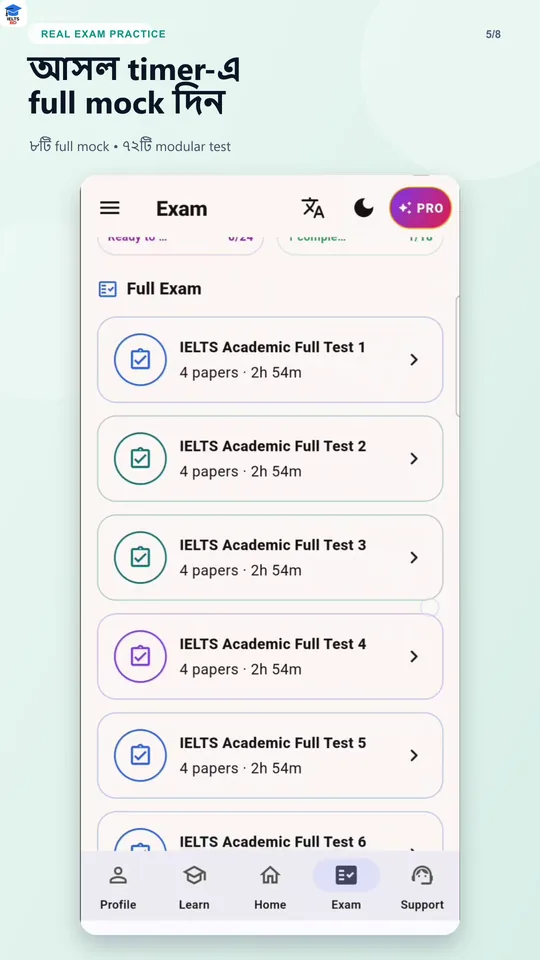 List of timed IELTS Academic full mock tests in IELTS Prep BD